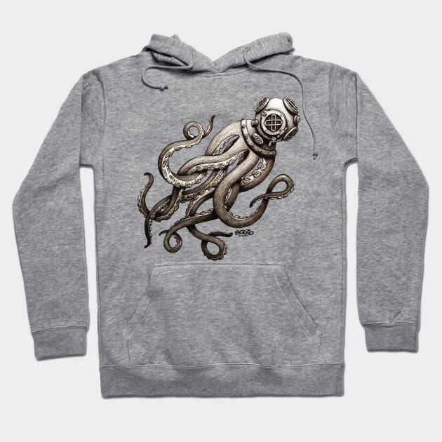 Diver / Squid-1 Hoodie by BonzoTee